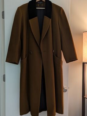 Vintage Donny Brook Wool Blend Overcoat with Black Collar Size 12
